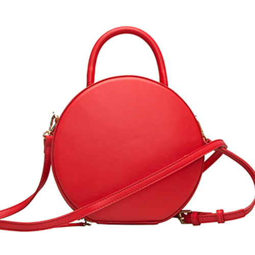 Red Circle Bag Round Leather Purse Bag | Annie Jewel