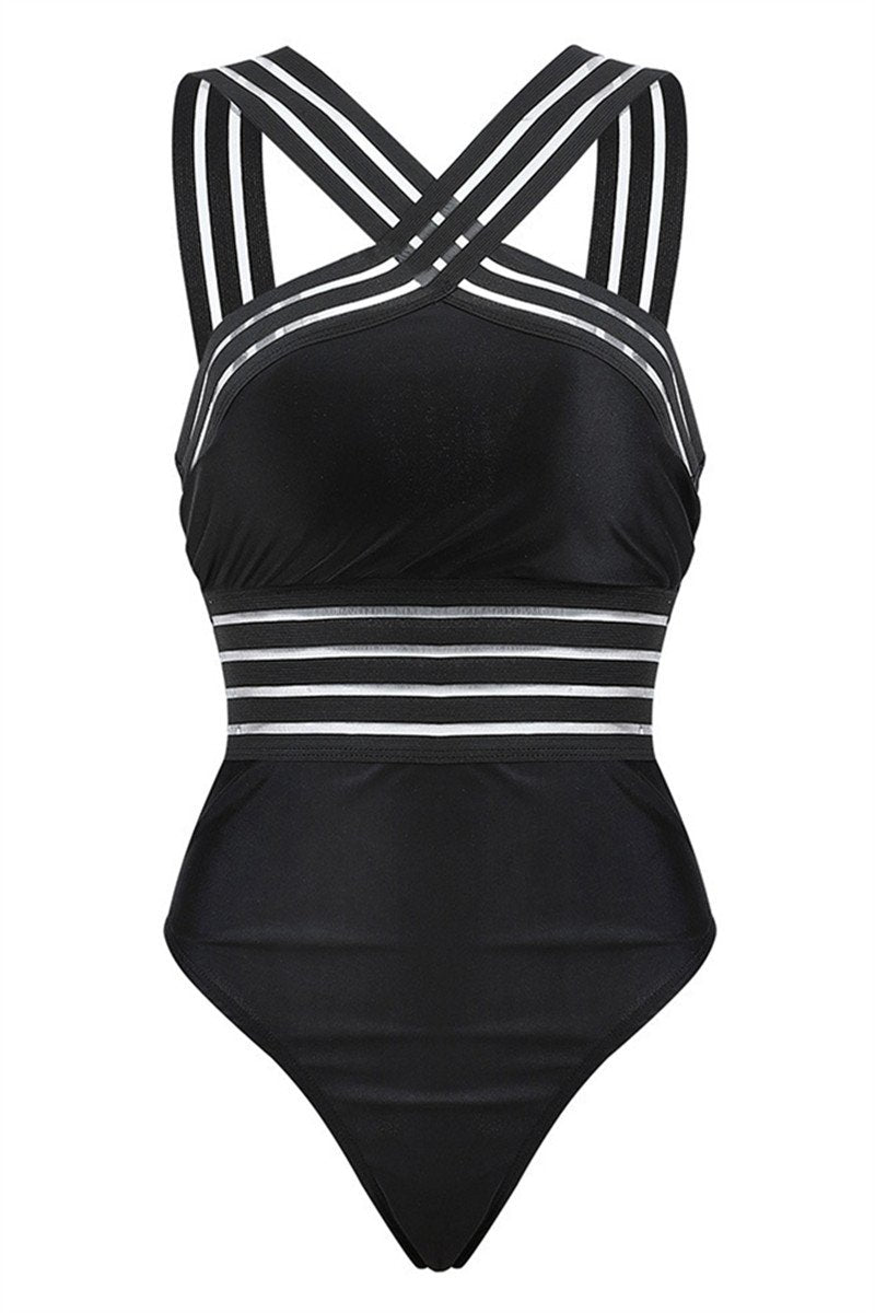 Hollow Out Striped Bandage Swimsuit – OutyFit