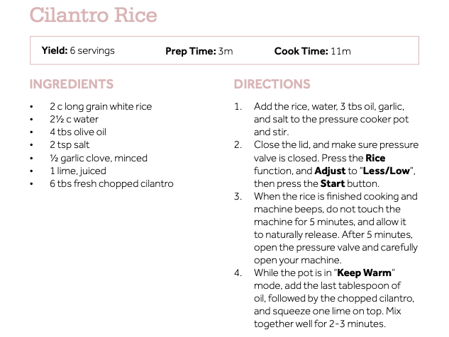 Pressure Cooker - Cilantro Rice – Baumann Living