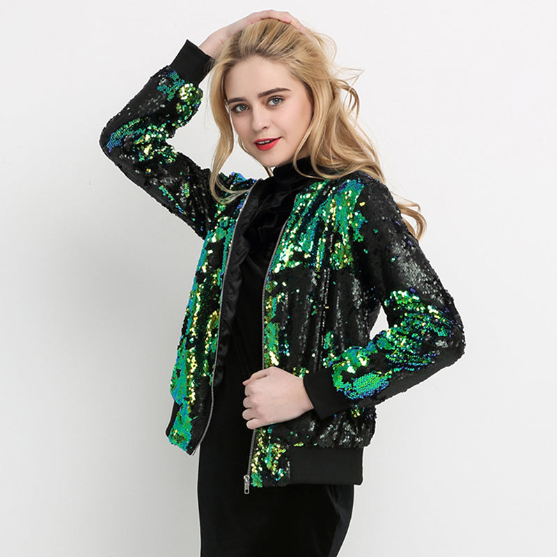 green sequin cardigan