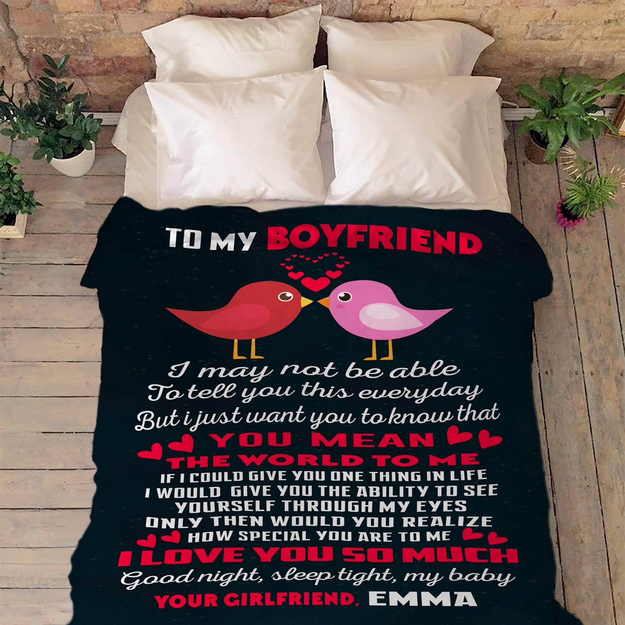 To My Boyfriend I Love You So Much Personalized Blanket