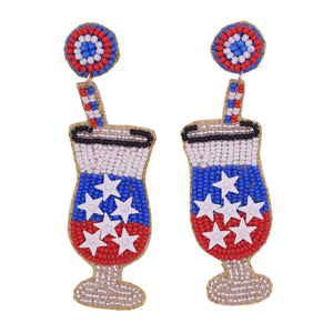 Fourth of July Happy Hour Beaded Earrings