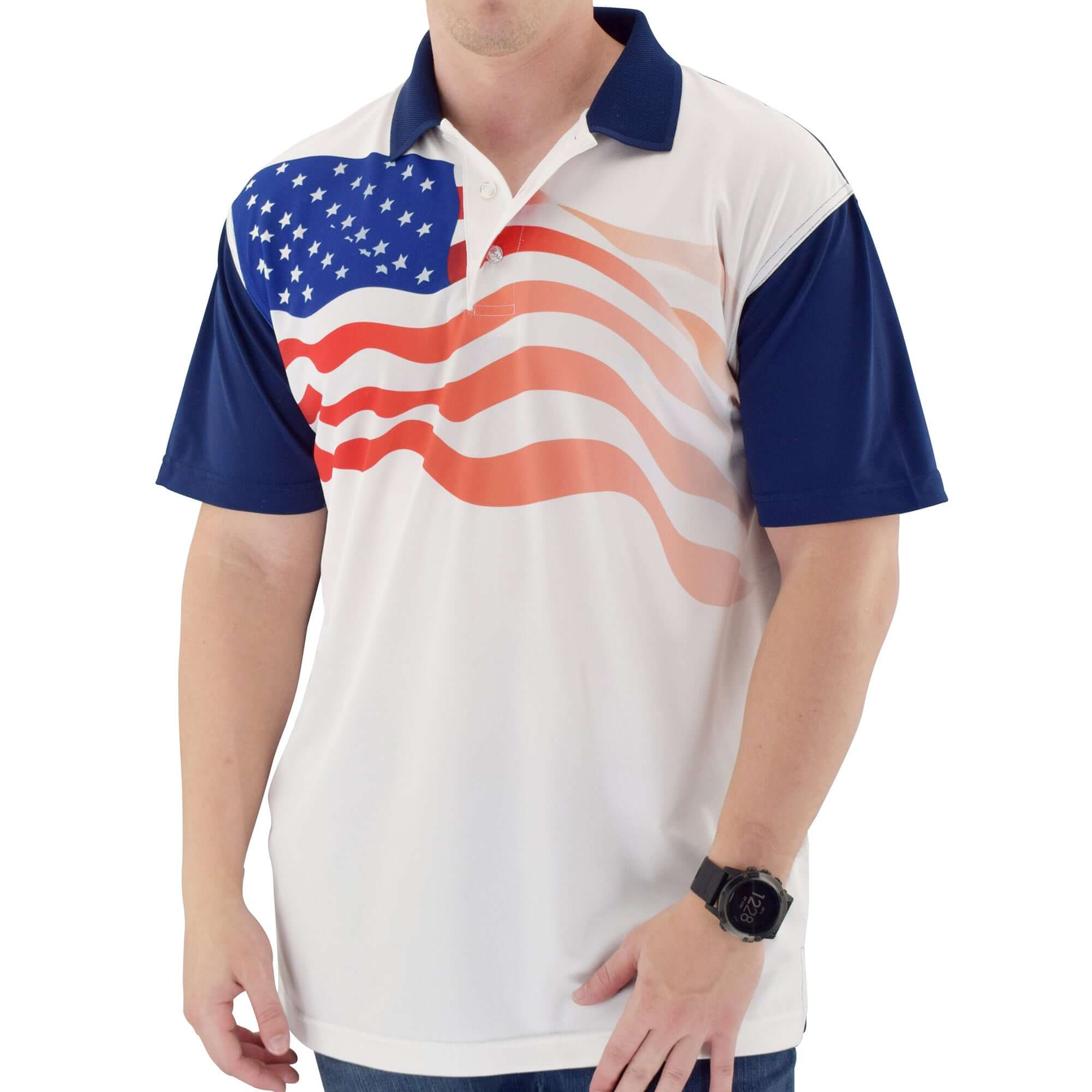 american flag golf shirt