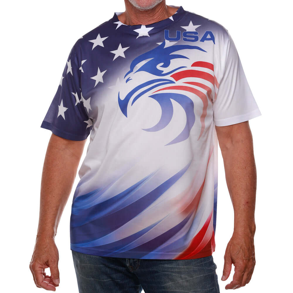 YUHAOTIN Patriot Day Mens T Shirts Casual Stylish Graphic on Back  Independence Day Flag Print Two Stitched Spring/Summer Sports Breathable  Sweat