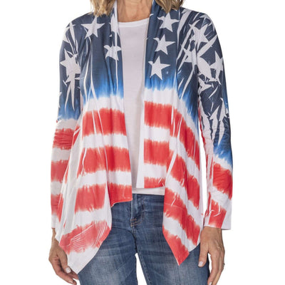 Theflagshirt Kimono Cape-American Flag with Dark Piping (USAFLAG)