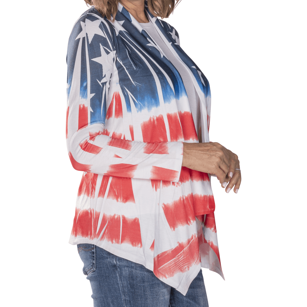 Theflagshirt Kimono Cape-American Flag with Dark Piping (USAFLAG)