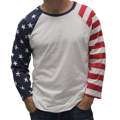 american flag on shirt sleeve