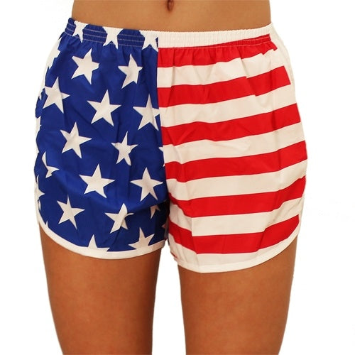 Womens American Flag Running Shorts 