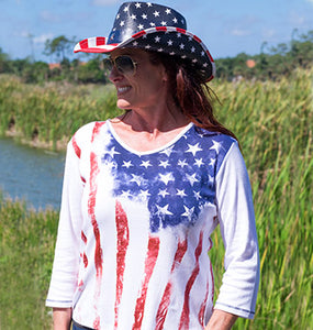 american flag 3/4 sleeve shirt