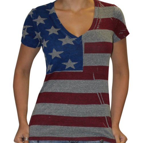 Tri Blend Hand Printed American Flag T shirt | TheFlagShirt.com