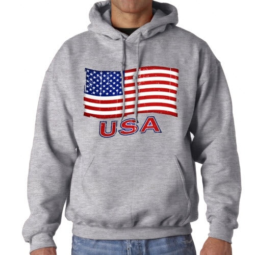 Men's American Flag Hoodie Sweatshirt - Grey | TheFlagShirt.com – The