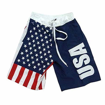 American Flag Men Swim Trunks Sexy, Red White Blue USA Stars