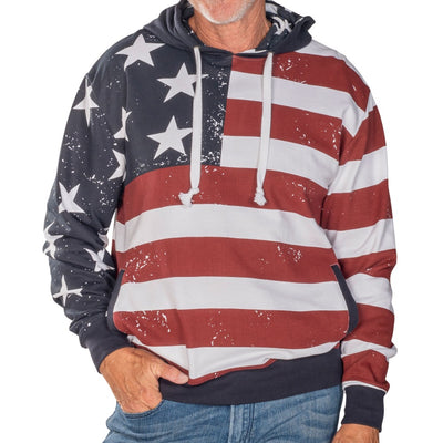 Men's Vintage American Flag Hoodie Sweatshirt with Pockets