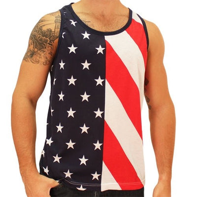 Men's American Flag Print Camo Tank Top