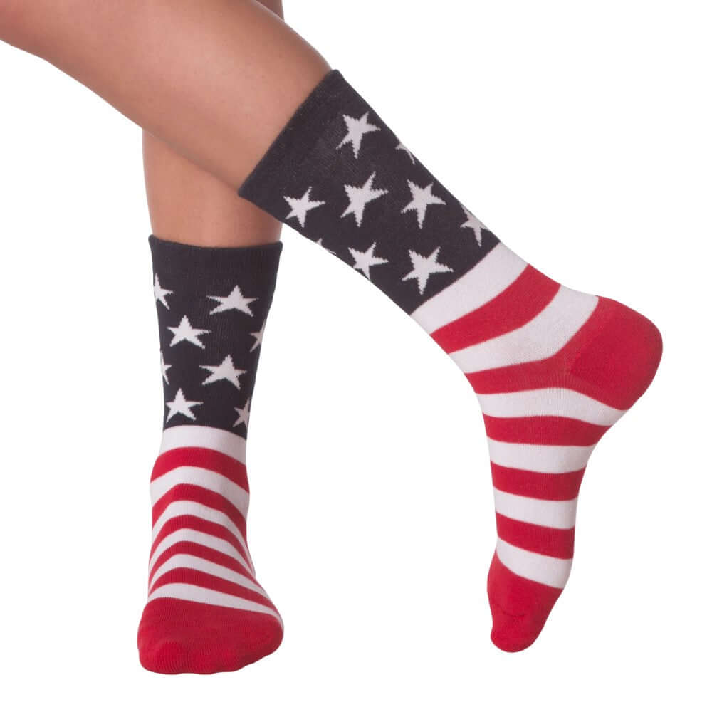 Men's Atlanta Braves For Bare Feet Patriotic Star Crew Socks