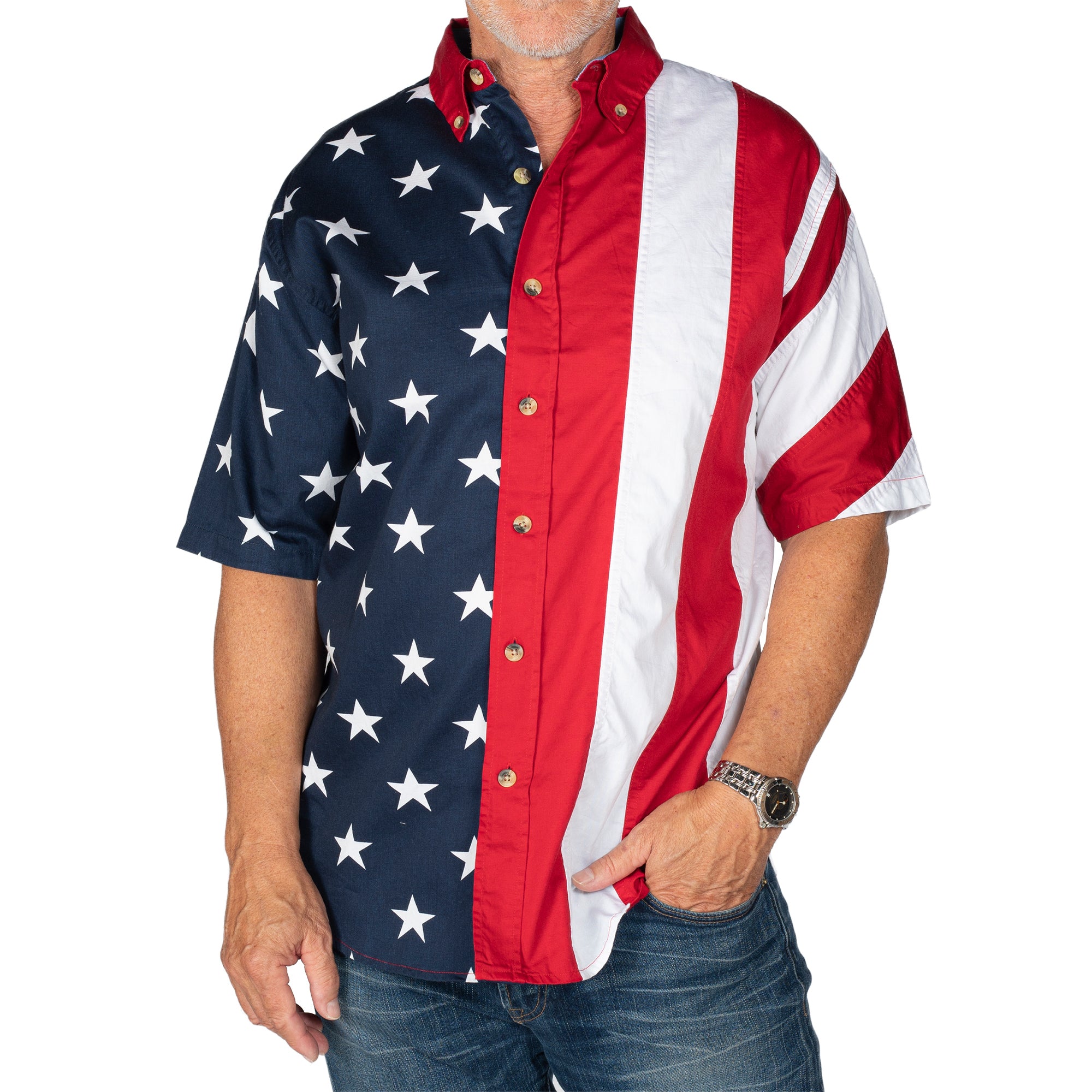 american flag button up shirt