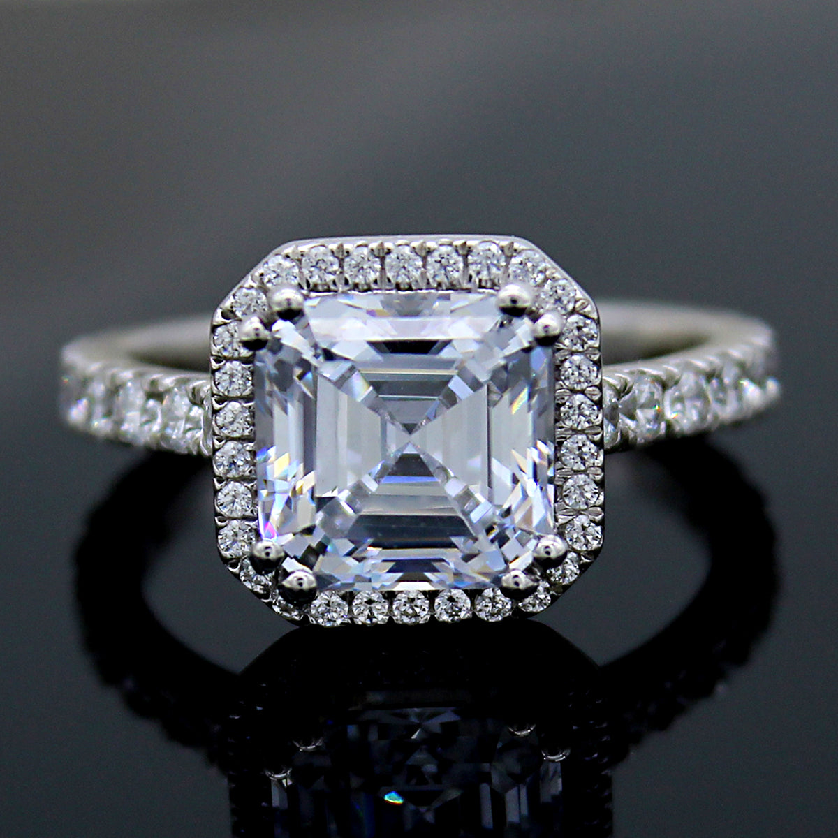 3 CT Asscher Cut Simulated Diamond 