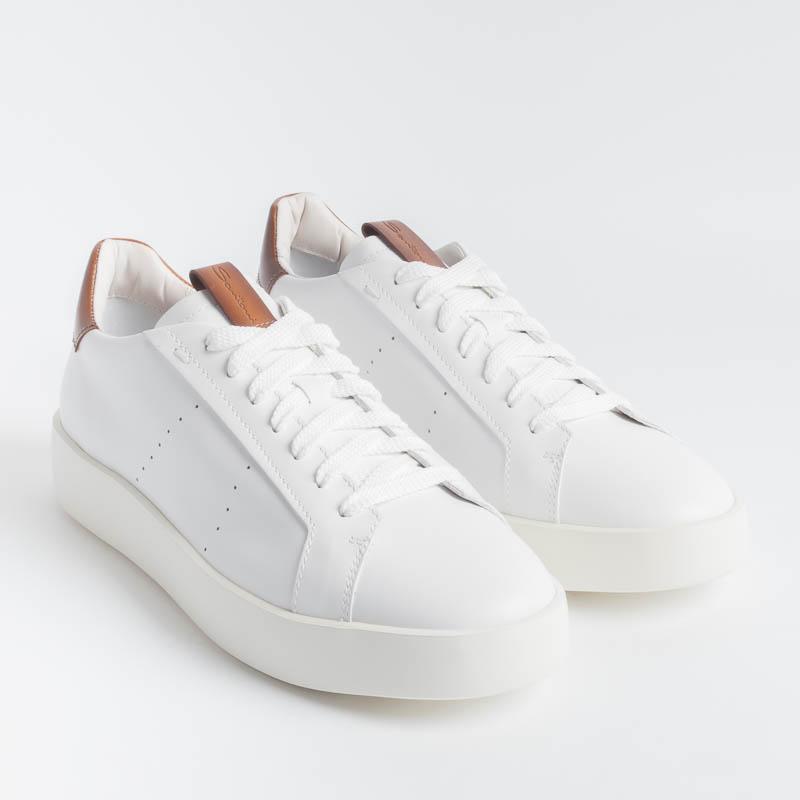 SANTONI - Sneakers - 21303 - Pelle Bianco/Cuoio— Cappelletto Shop