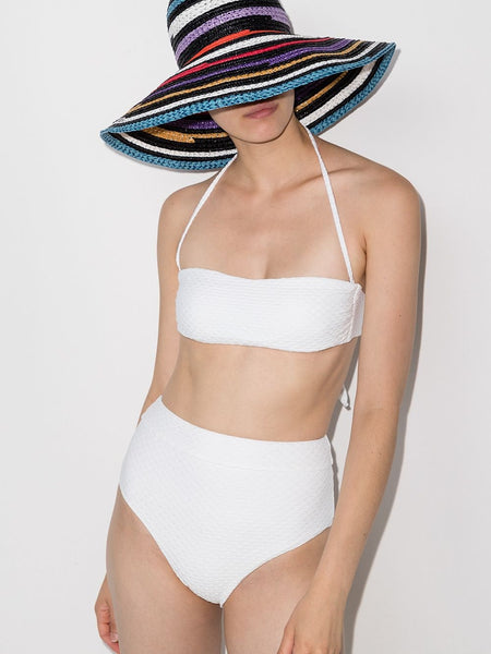      white     textured finish     removable pads     rear tie fastening     Be mindful to try on swimwear over your own garments.  Made in Italy Melissa Odabash Asia bikini bottom
