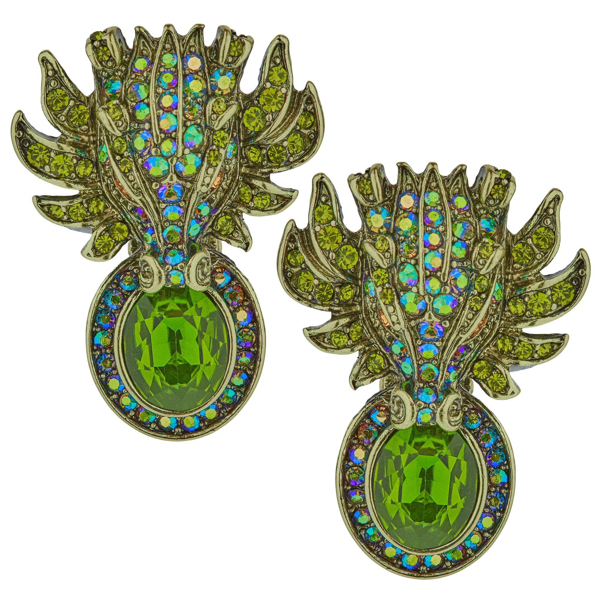 Image of HEIDI DAUS"Dragon Stone" Crystal Dragon Button Earrings