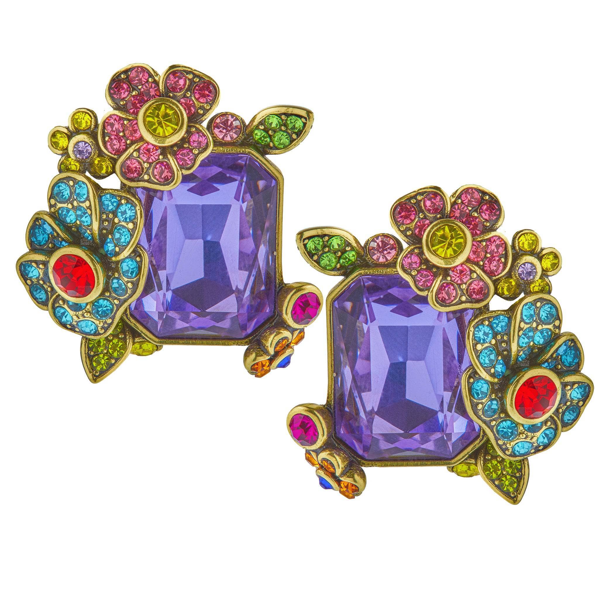 Image of HEIDI DAUS"Bunny Garden" Crystal Floral Button Earrings