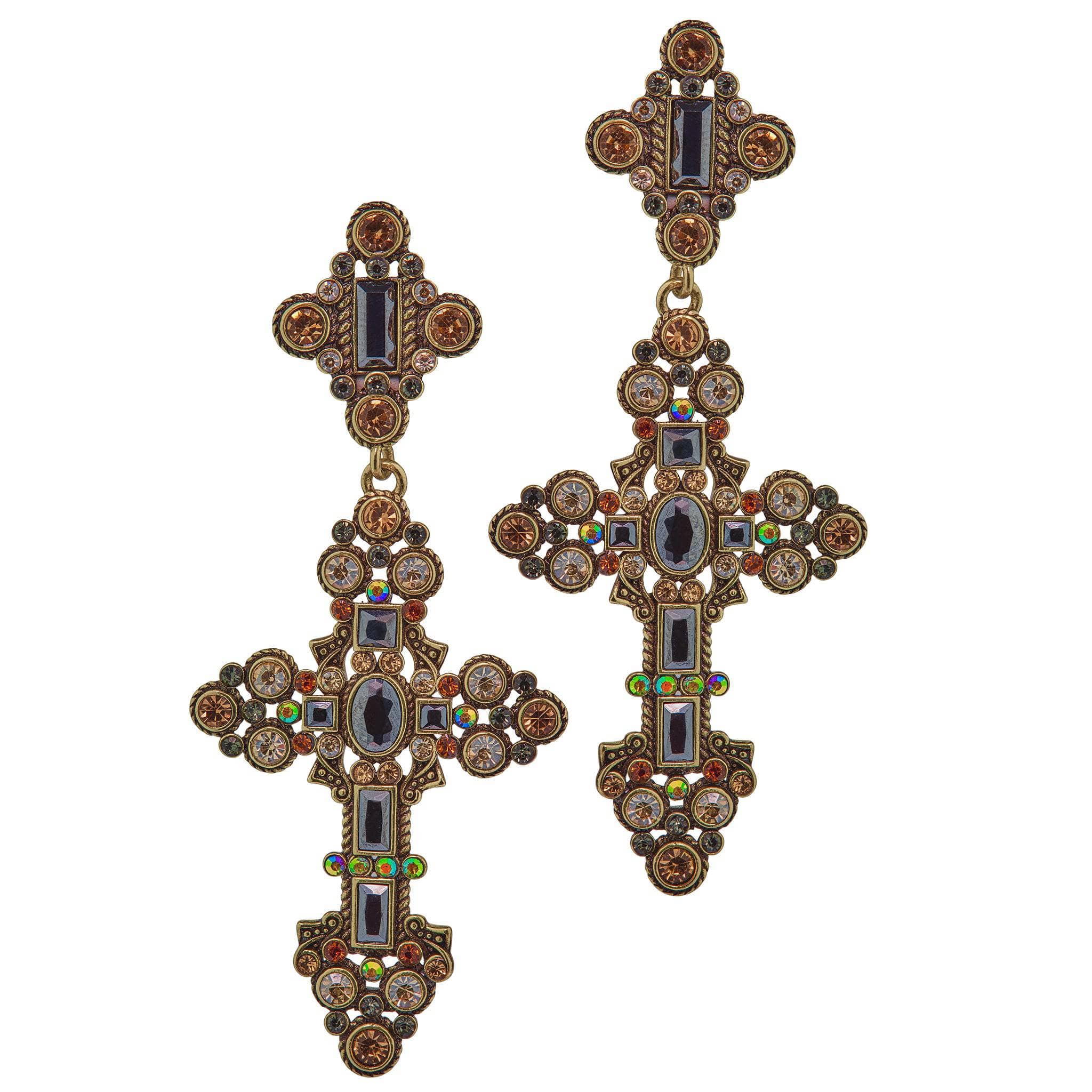 Image of HEIDI DAUS"Cross My Heart" Crystal Cross Dangle Earrings
