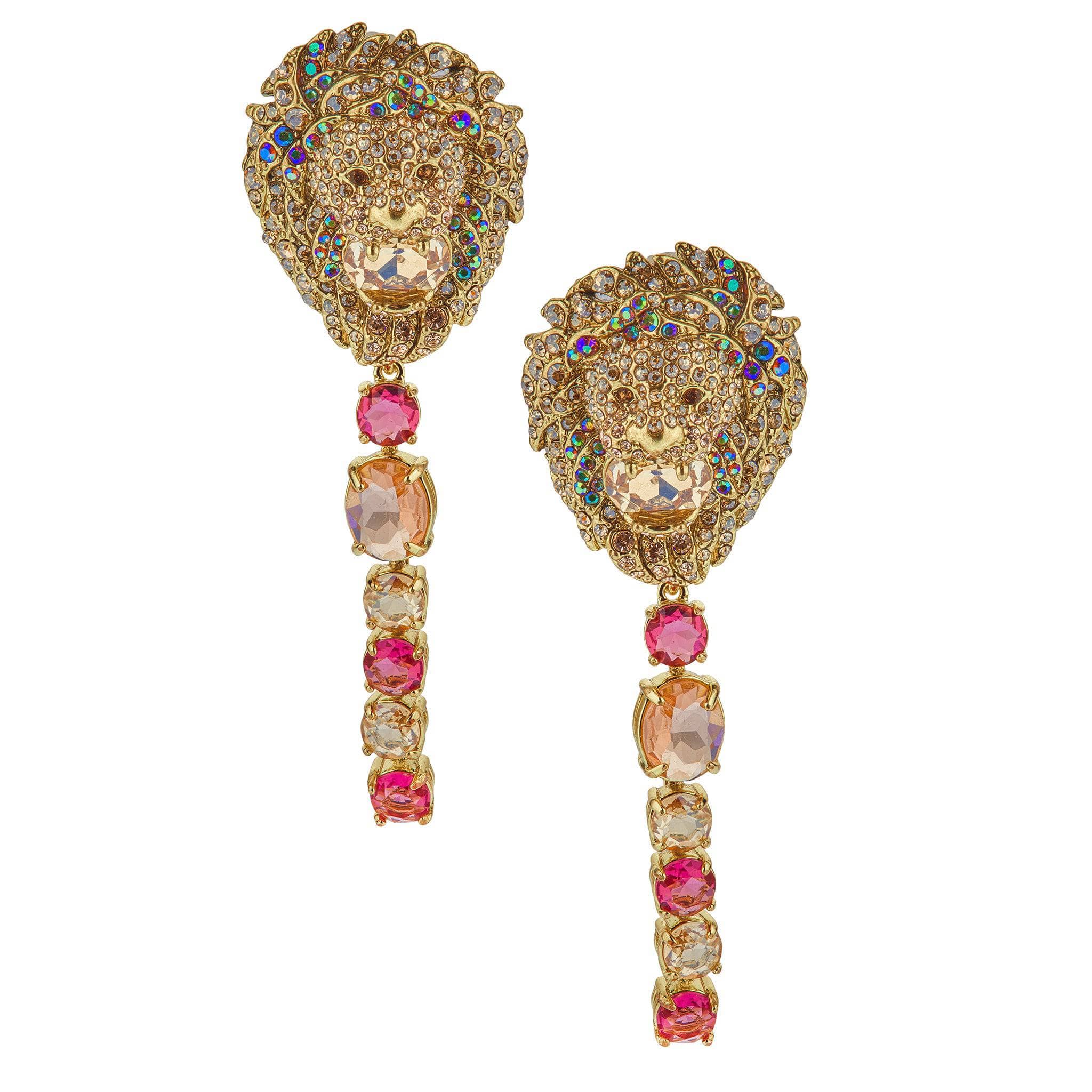 Image of HEIDI DAUS"Wild Thing" Crystal Lion Removable Dangle Earrings
