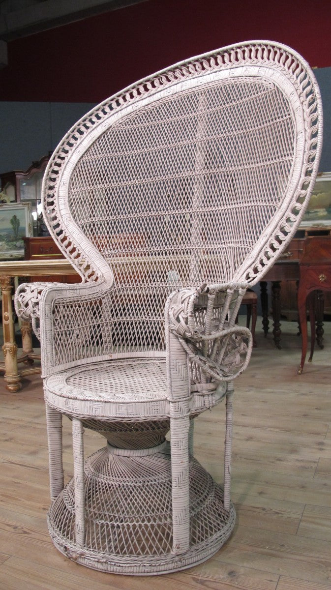 italian white wicker armchair