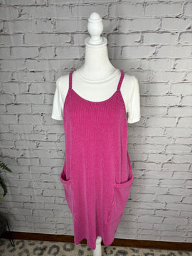 Hot Pink Ribbed Tank Dress