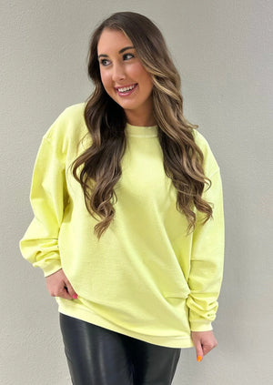 Neon Yellow Corded Sweatshirt - The Sassy Leopard - Neon Yellow Sweatshirt