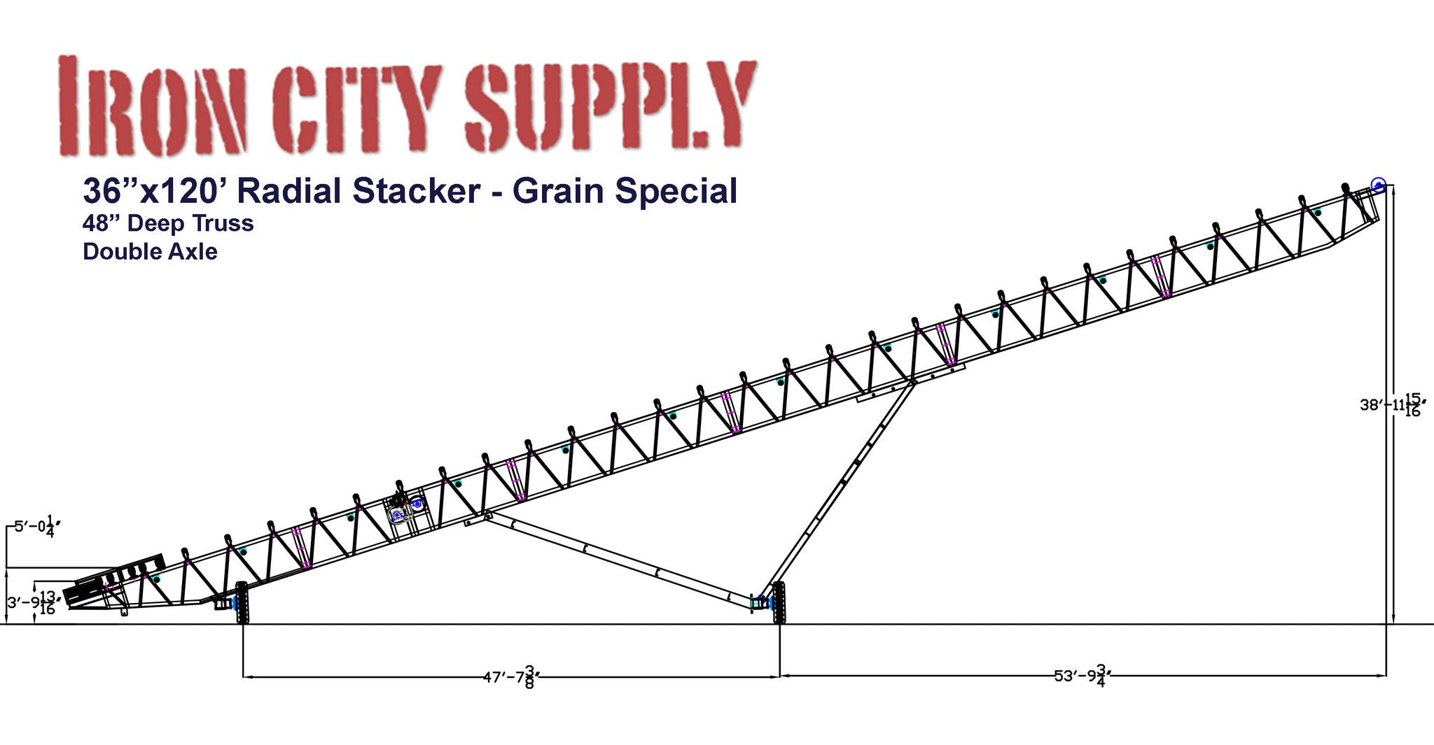 Iron City Supply NEW 36x120 Grain Radial Stacker