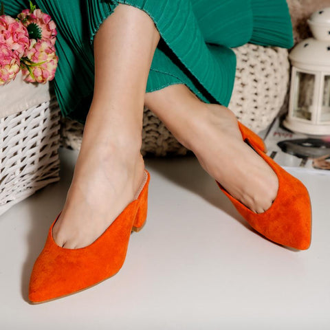 boutique arena papuci dama toc jos portocaliu oranj