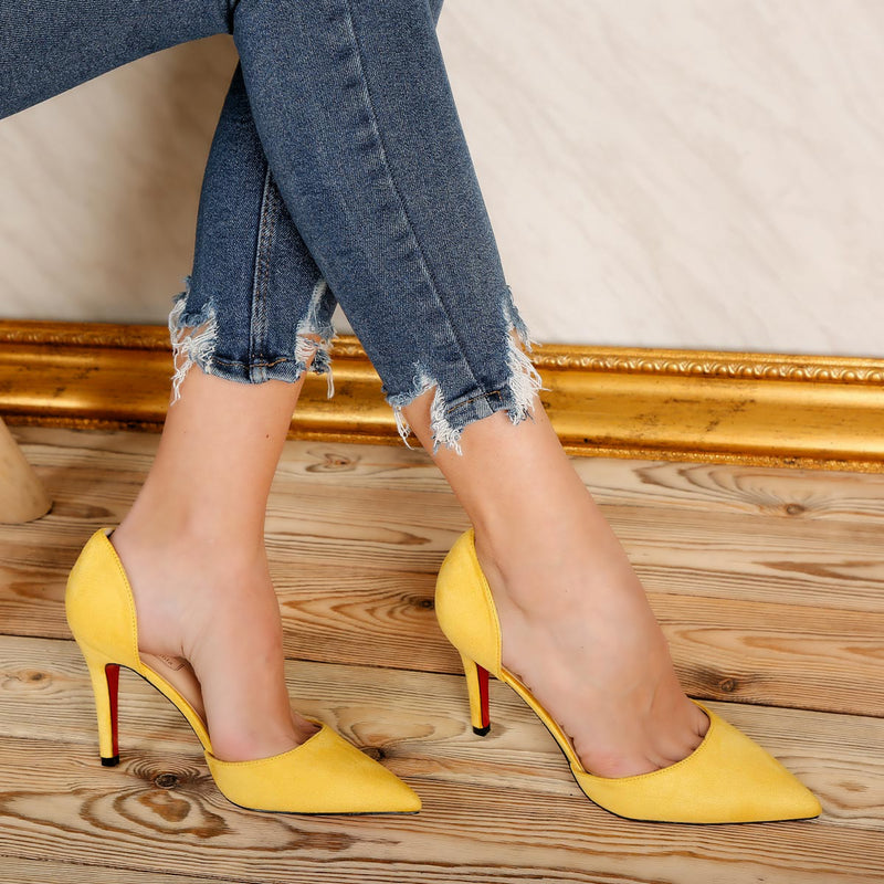 Pantofi dama cu toc Greta - Yellow