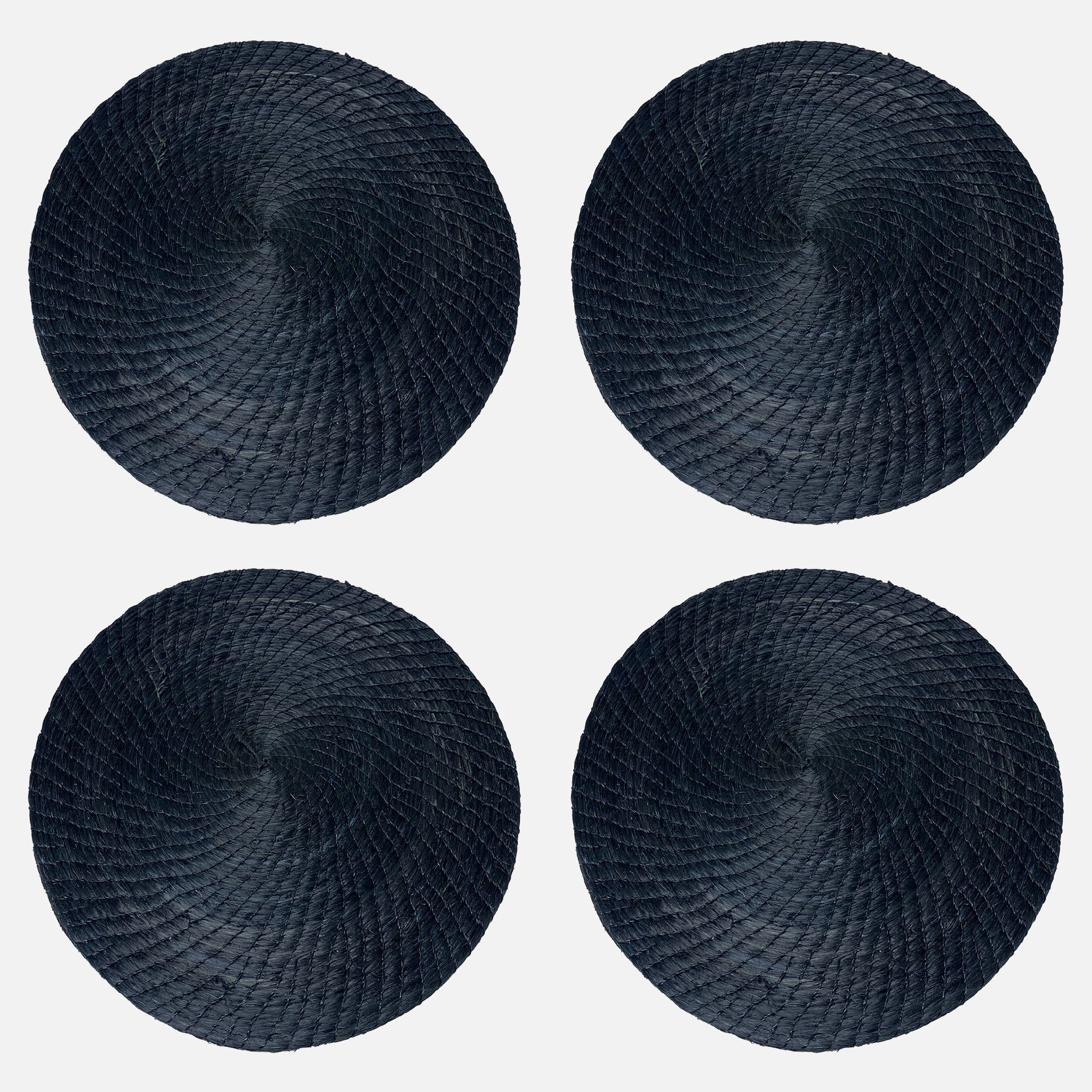 Image of Black Round Placemats 4 Set