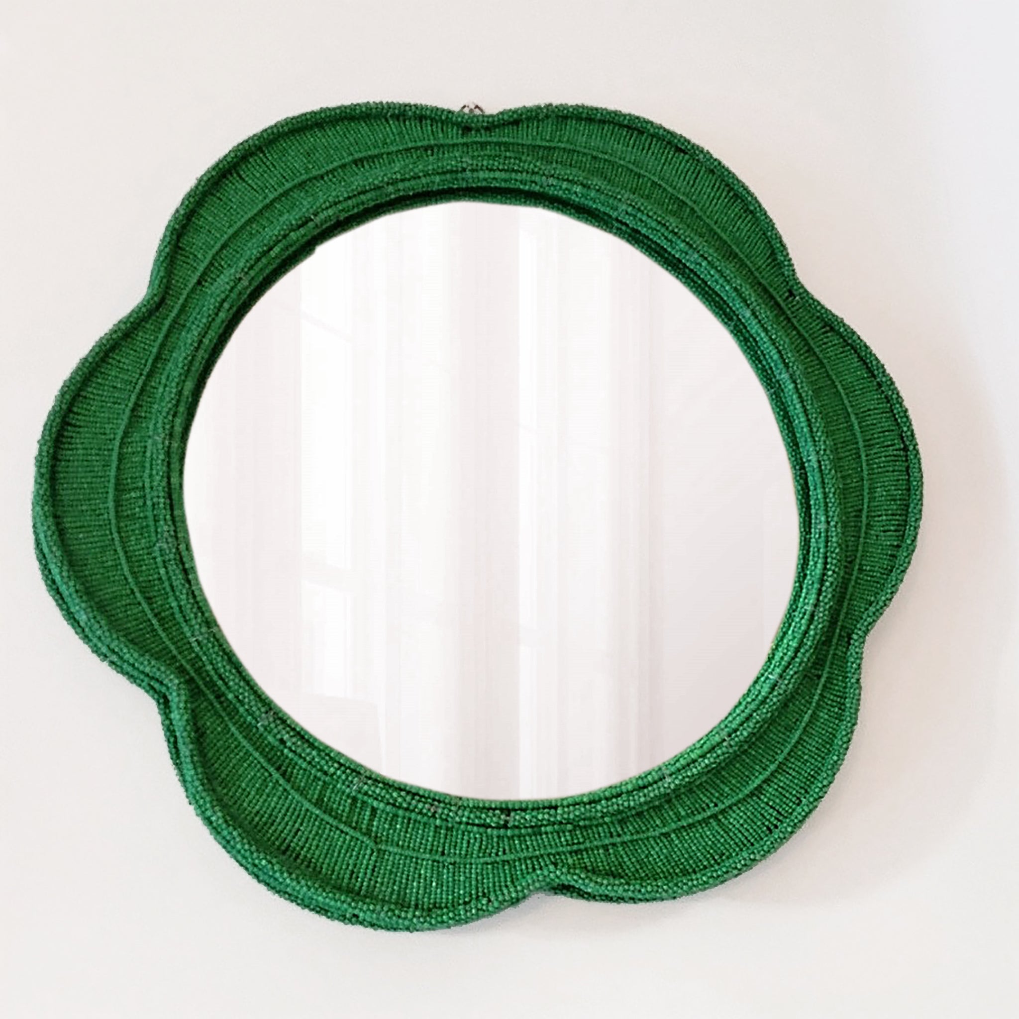 Image of Naka Green Round Beaded Mirror
