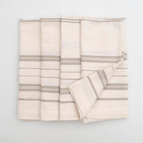 Beige Stripe Linen Napkin Set