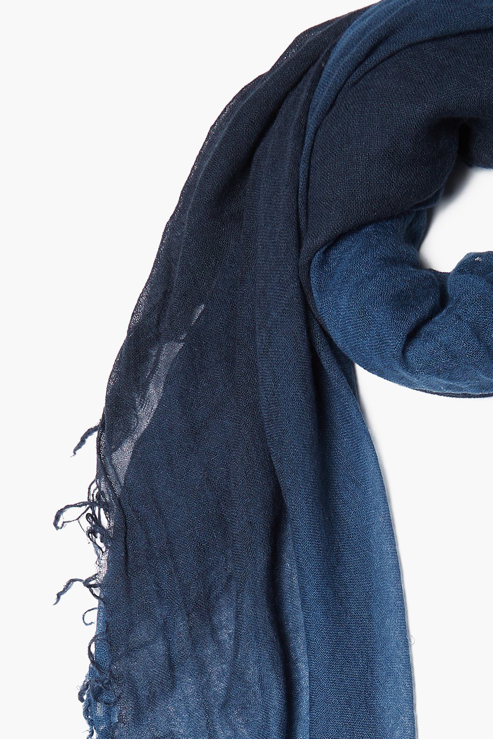 Total Eclipse / Dark Denim Dip-Dyed Cashmere and Silk Scarf