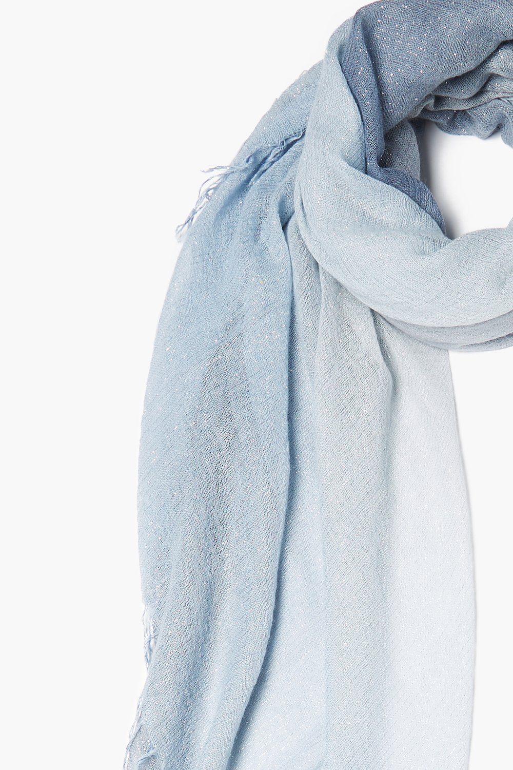 Dusty Blue / Bering Sea Dip-Dyed Metallic Cashmere and Silk Scarf