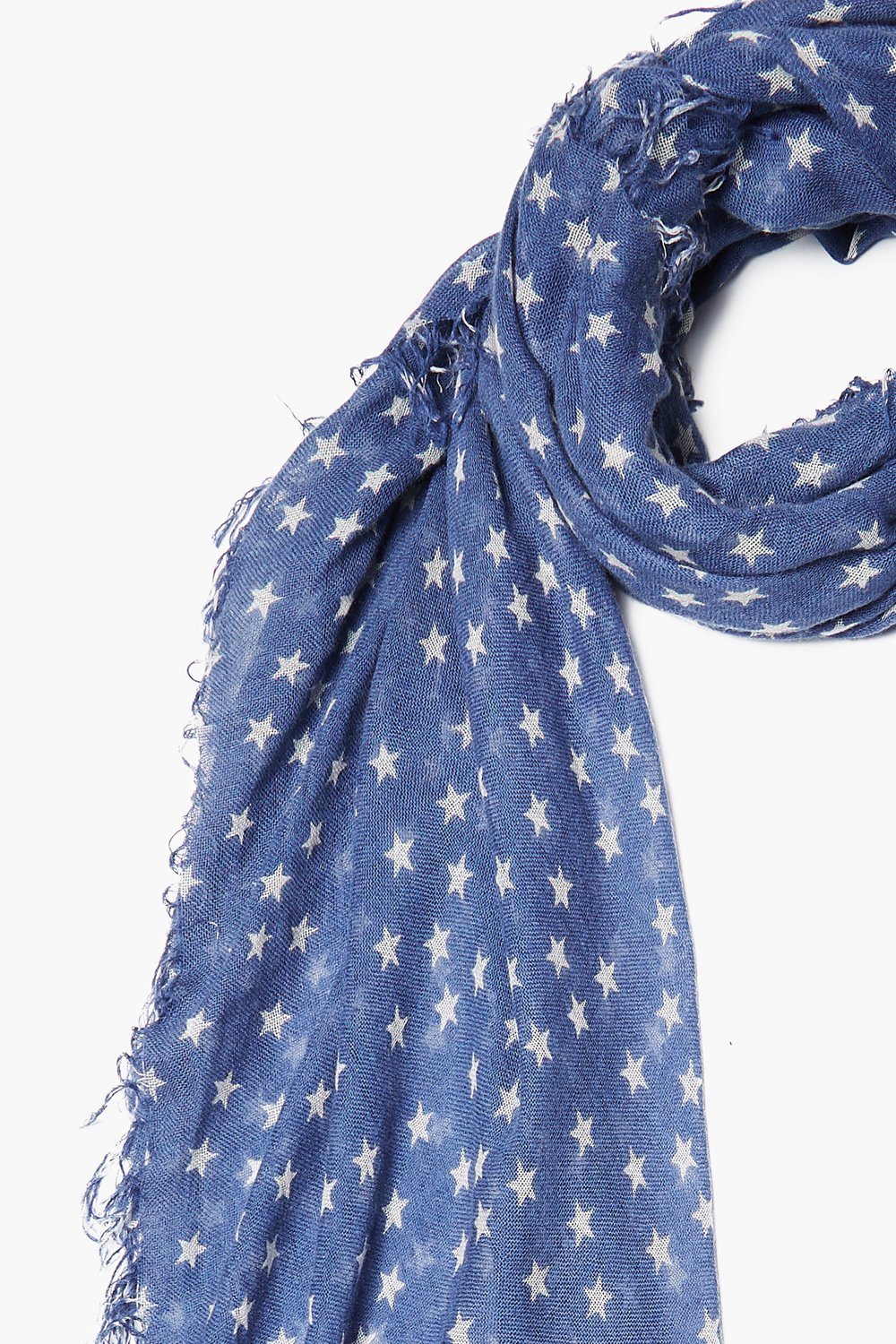 Indigo and White Stars Cashmere and Silk Scarf