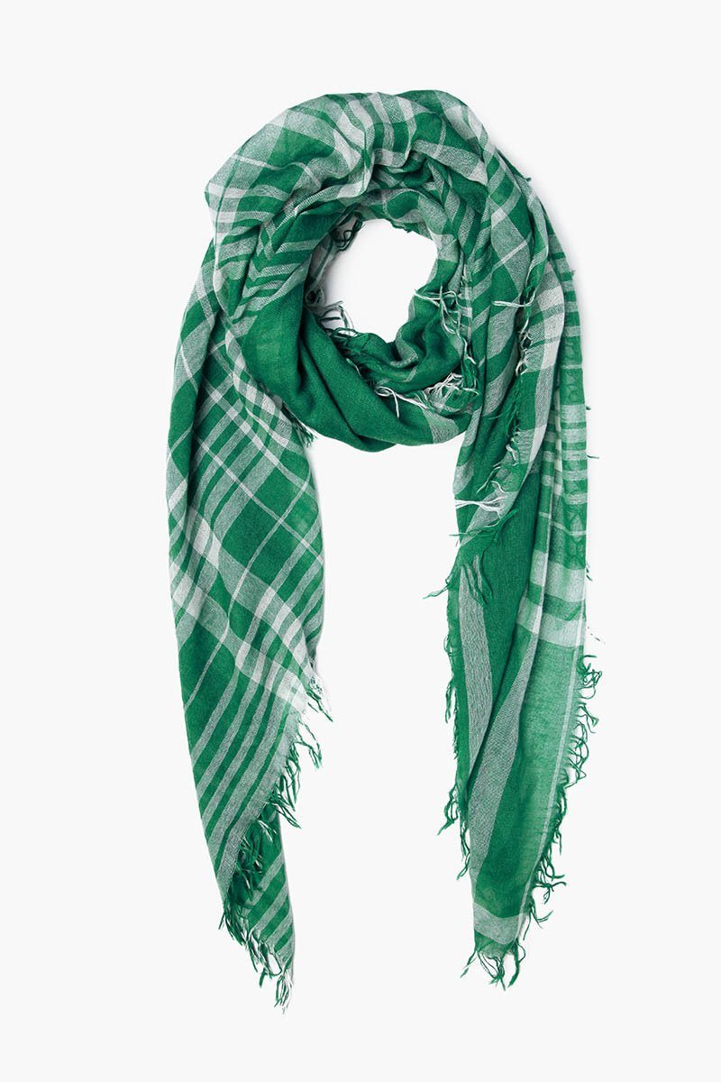 green plaid cashmere scarf