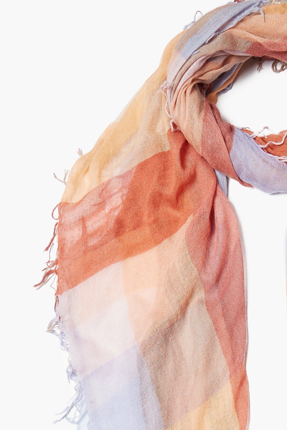 Apricot Ice Madras Cashmere and Silk Scarf
