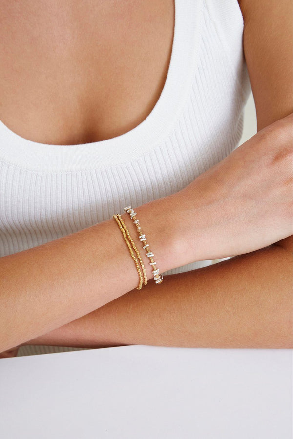 Etched Nugget Single Naked Wrap Bracelet Silver Chan Luu