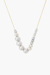 Graduated Grey Pearl Gold Necklace