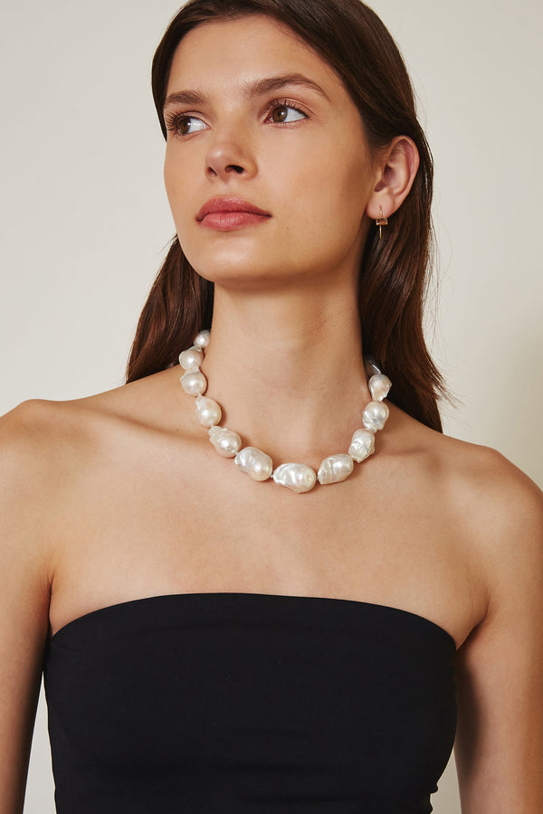 Baroque Cultured Pearl on Leather Cord Necklace