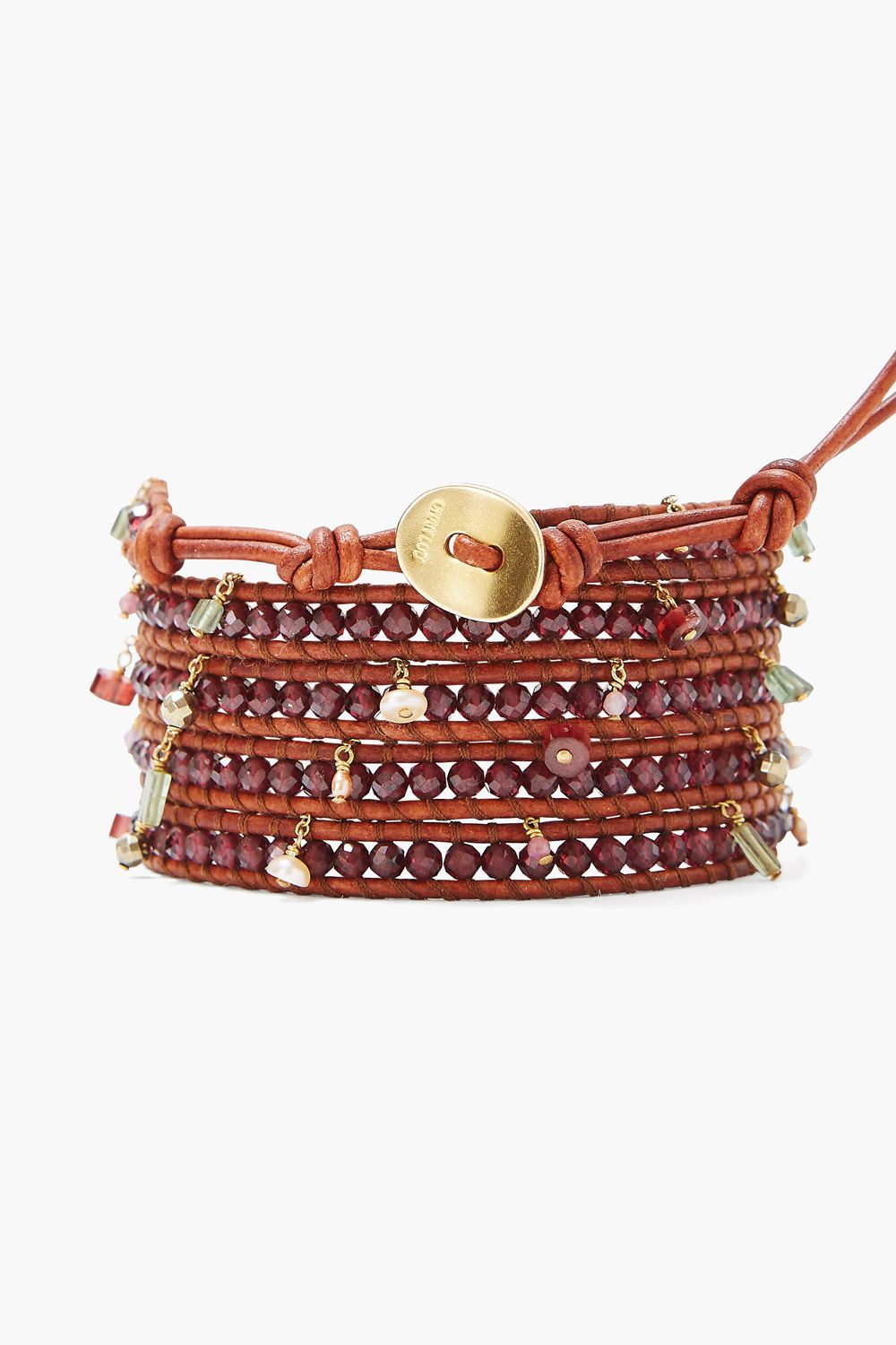 Floating Garnet Mix Wrap Bracelet