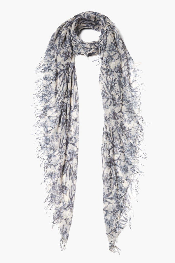 Indigo Blue French Floral Cashmere and Silk Scarf – Chan Luu