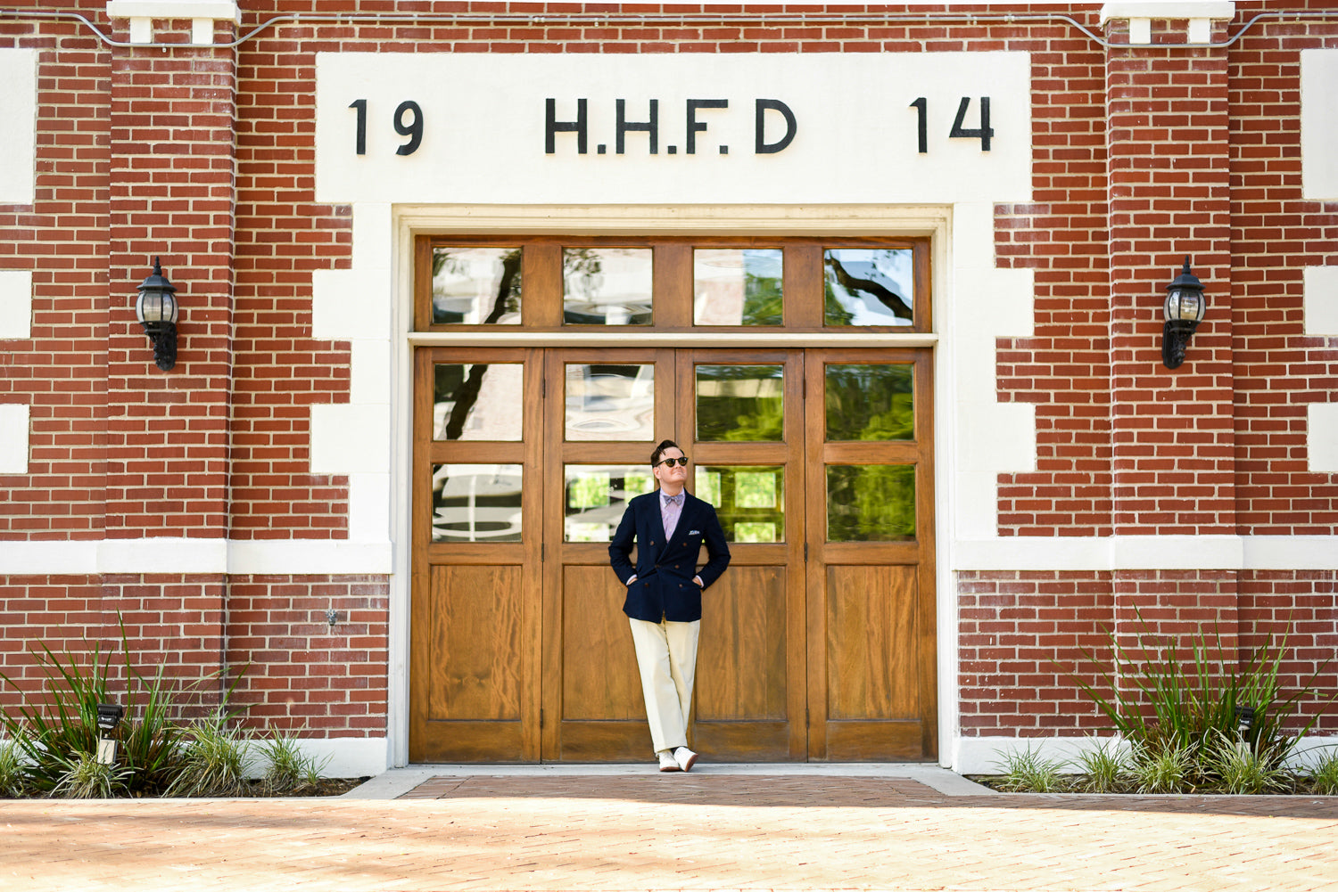 Outside the old Heights fire station.