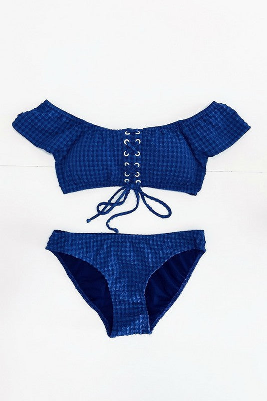 navy gingham bikini