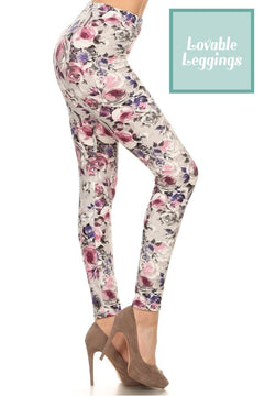 OS Leggings - Silvered Roses