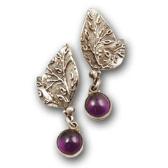 Vickie Hallmark | Amethyst Leaf Earrings | sterling silver, amethyst